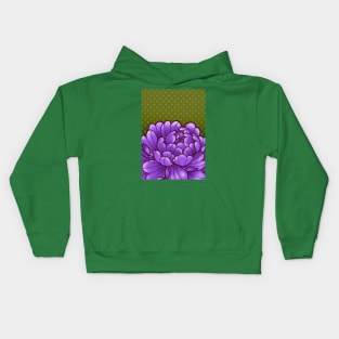 purple peony with nostalgic 80s wallpaper background Kids Hoodie